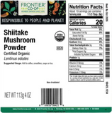 Shiitake Mushroom Powder, Organic 1/4 lb.