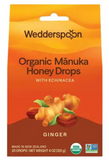 Wedderspoon Organic Ginger with Echinacea Manuka Honey Drops 4 oz.